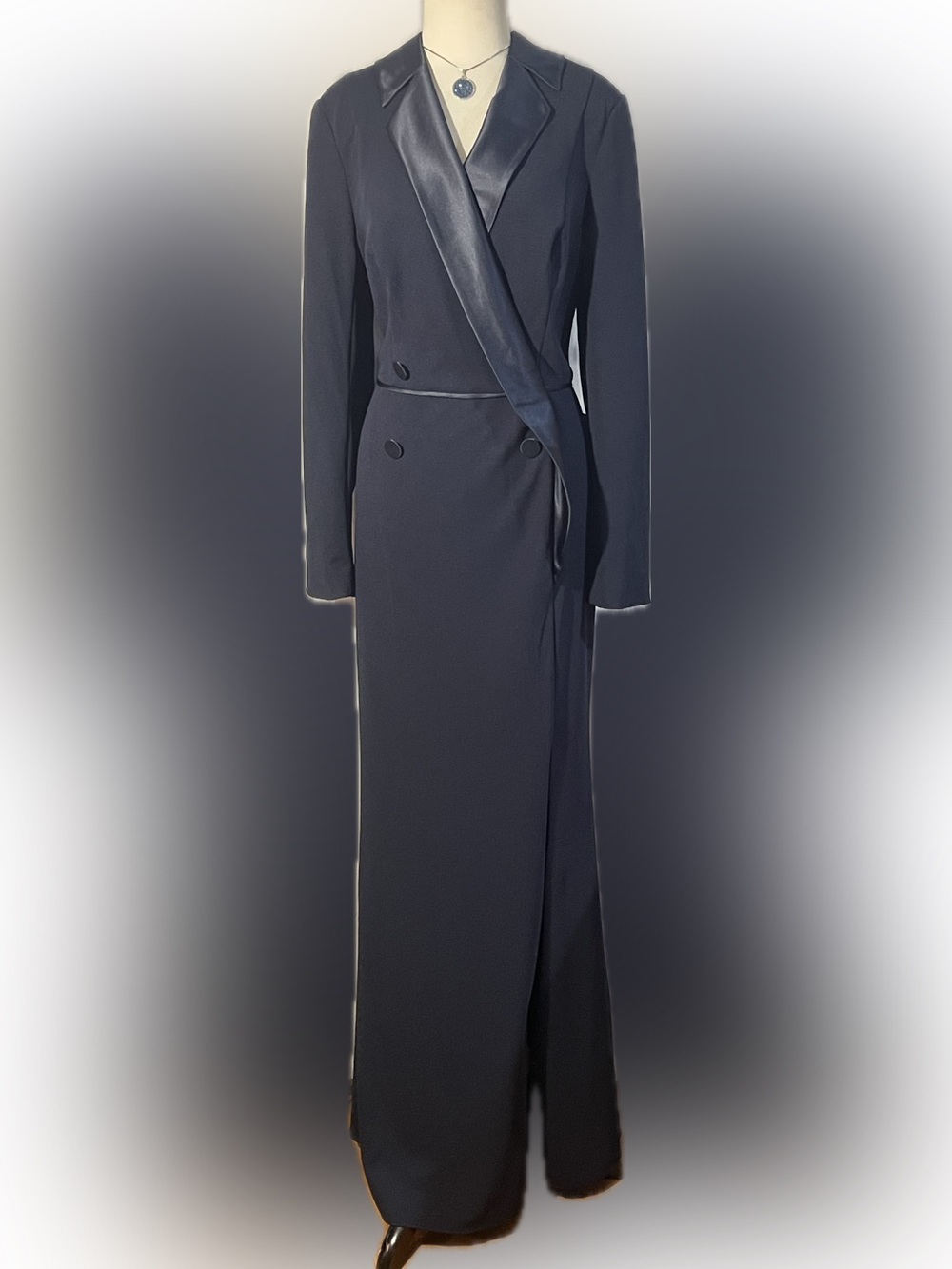 Adriana Papel tuxedo dress-satin lapel & buttons / formal length - NWT